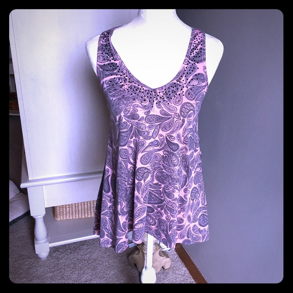 Soft pink and black tunic